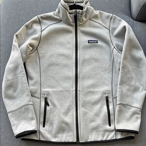 Patagonia Gray Performance Jacket with Full Zip and Standing Collar